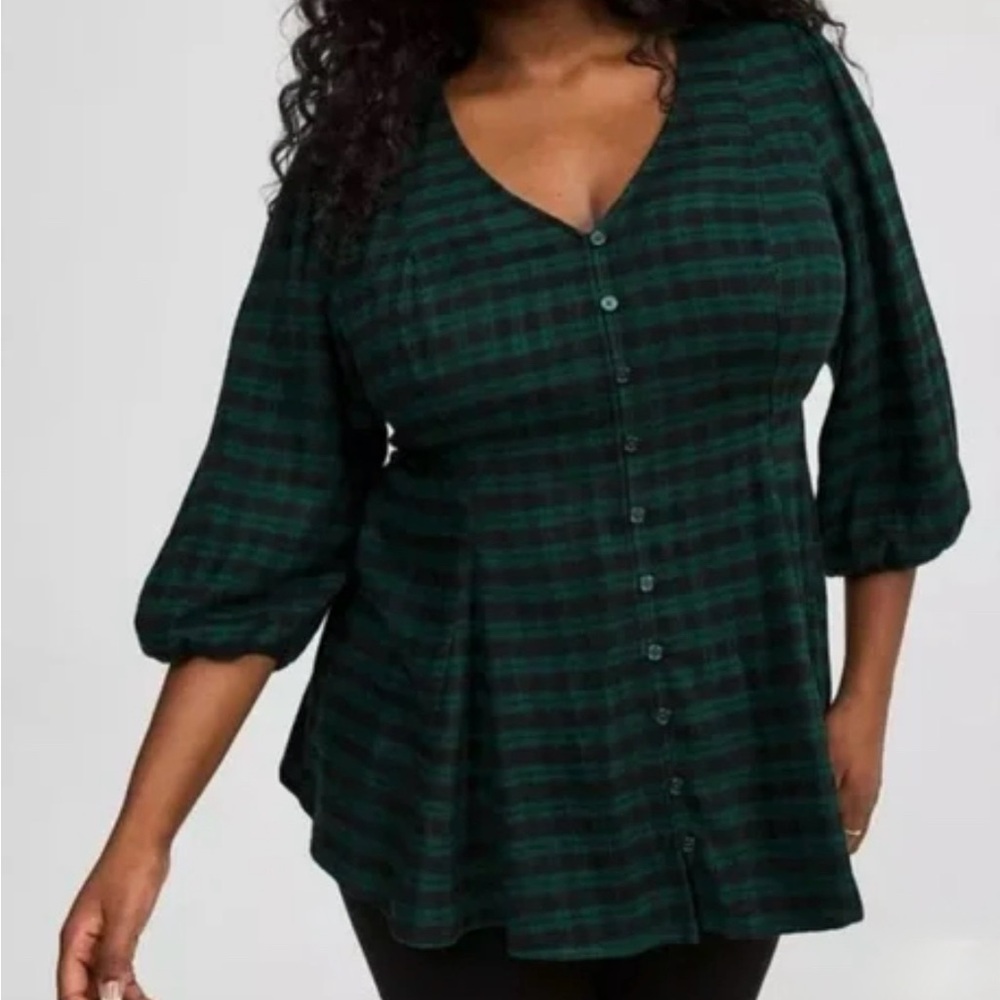 Green Plaid Women's Top